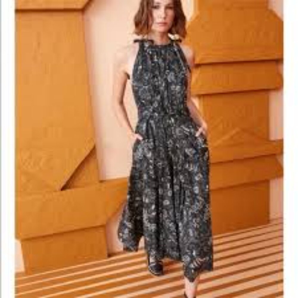 Ulla Johnson Joni Midi Dress Blackbird Sz14